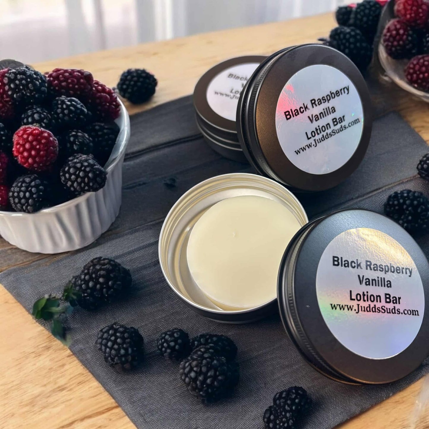 Black raspberry vanilla lotion bar, great for moisture on the go.