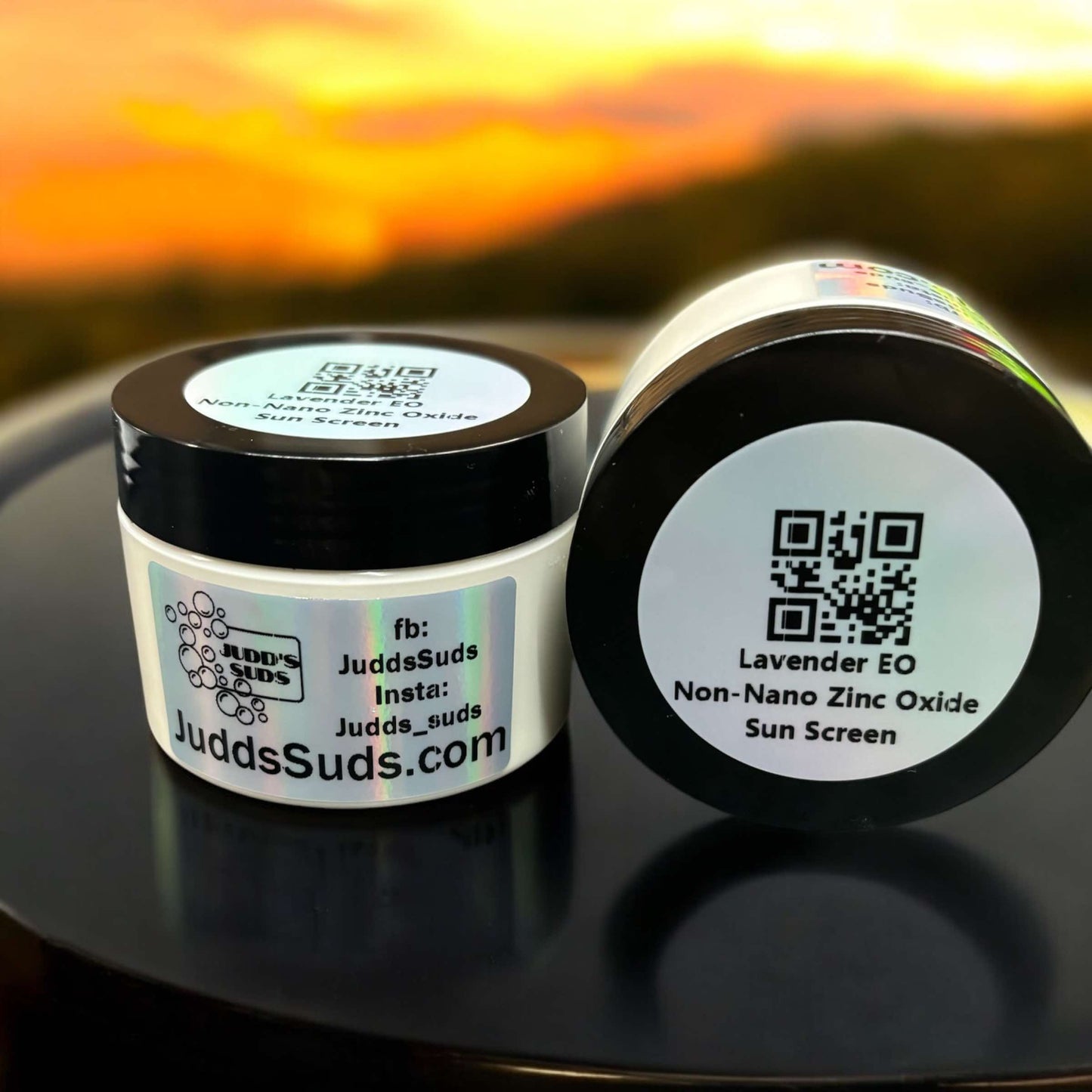 4oz jar of sun screen, plain white lotion, scented with lavender essential oil