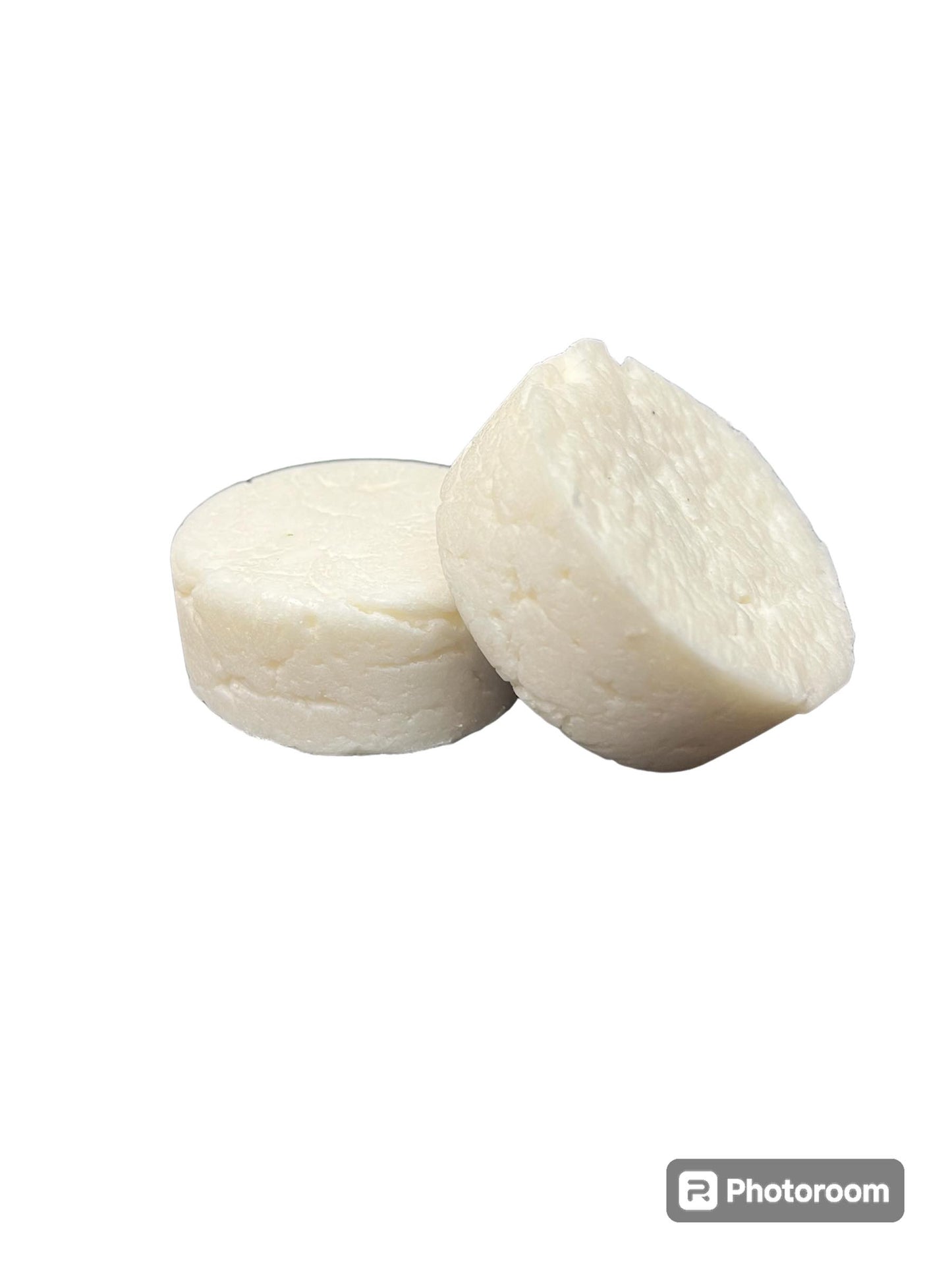 3oz solid shampoo bar, plain white colored. Scented with lavender essential oil.