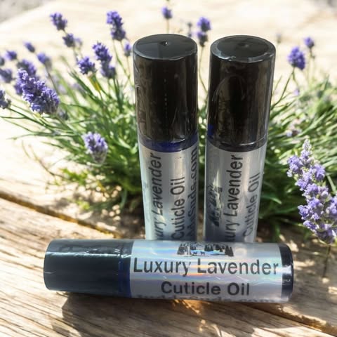 1.25 glass roller bottle, contains almond, avocado, castor oil, and vitamin E oil. Scented with luxury lavender fragrance oil