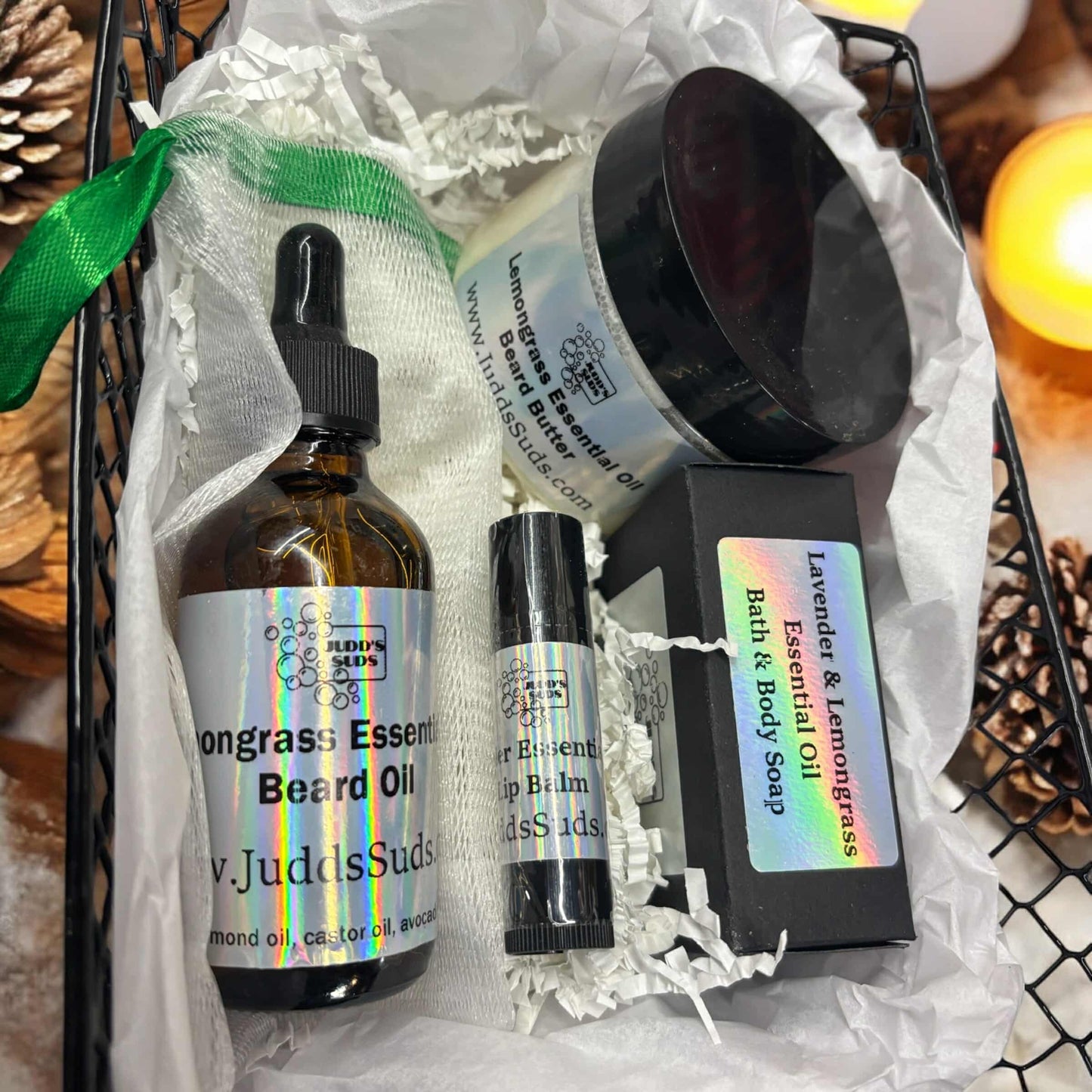 Lemongrass Mens Beard Products Gift Basket, Gift for Him, Hard To Buy For, Christmas Gift, Natural Skin Care, beard Care