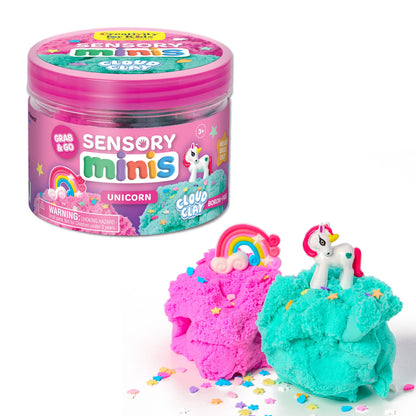 Bring imagination to life with the Unicorn Sensory Mini Play Kit! A portable jar filled with soft cloud clay, unicorns, and sparkly fun for creative sensory play anywhere.