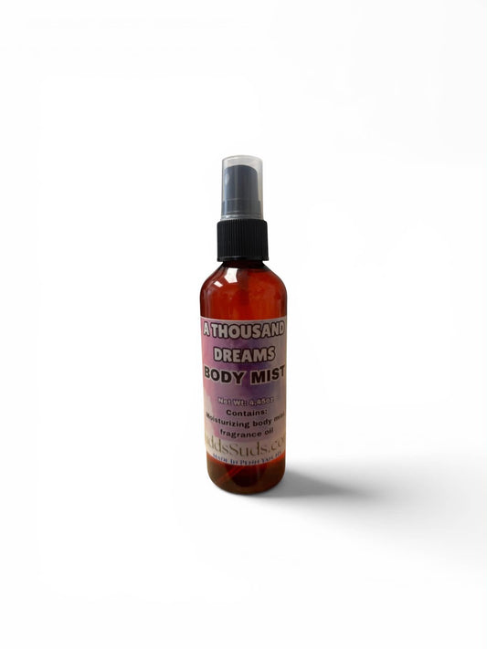 Body mist bottle labeled 'Nthousands Dreams' on a white background