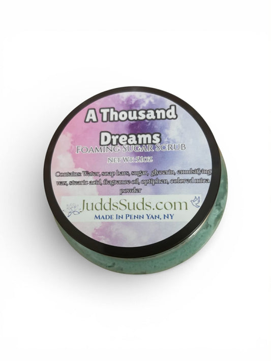 A Thousand Dreams Foaming Sugar Scrub | Exfoliating Body Polish | Fruity Floral Scent | Hydrating Skin Care | 5.6oz