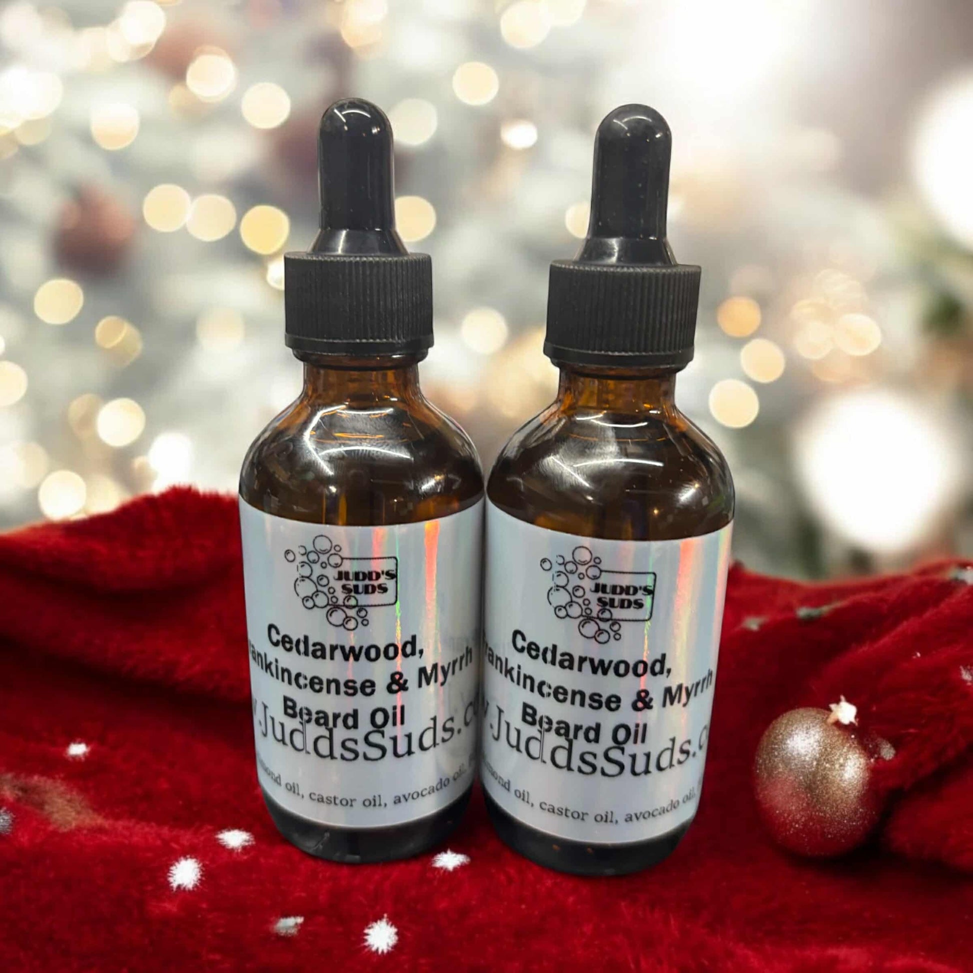 Glass bottle, with glass dropper containing beard oil. Scetned with cedarwood essential oil, frankincense and myrrh fragrance oil.