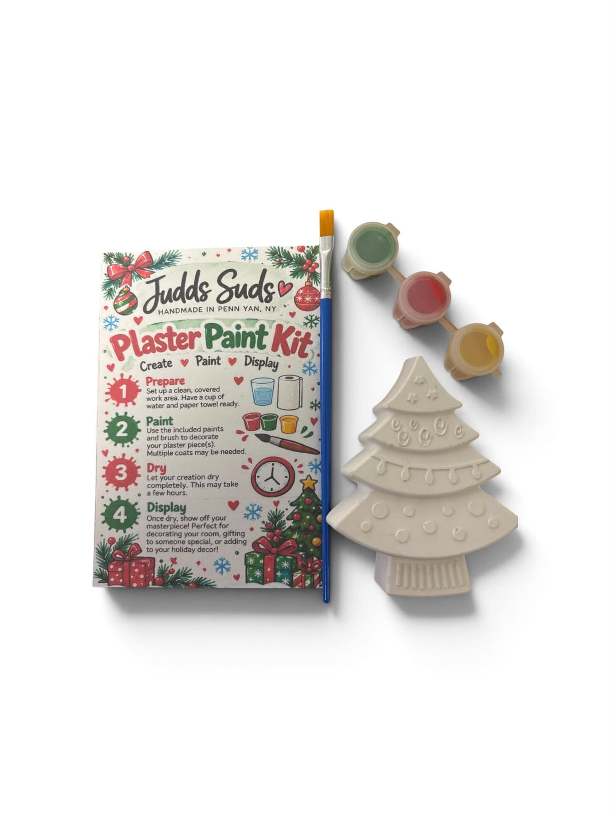 Christmas Tree Plaster Painting Kit for Kids | DIY Holiday Craft Set | Handmade Christmas Paint Your Own Figurine