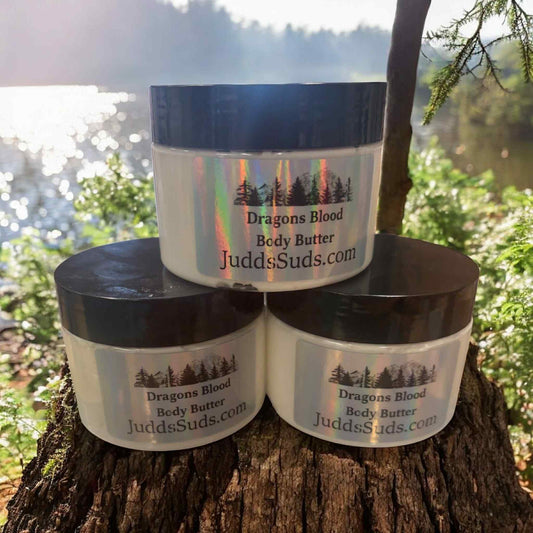 3.50 oz jar of body butter, scented with dragons blood fragrance oil. 