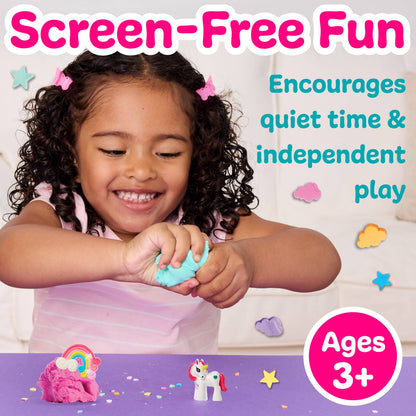 Bring imagination to life with the Unicorn Sensory Mini Play Kit! A portable jar filled with soft cloud clay, unicorns, and sparkly fun for creative sensory play anywhere.