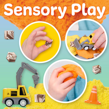 Construction Sensory Mini Play Kit | Cloud Clay Jar for Kids | Building & Digging Fun | Portable Sensory Play