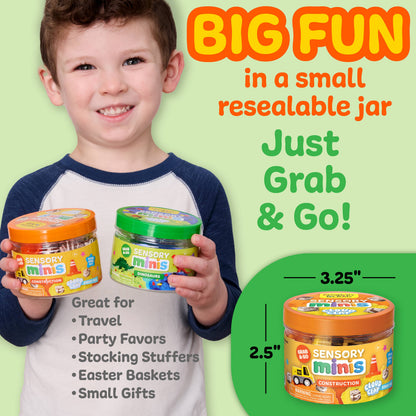 Construction Sensory Mini Play Kit | Cloud Clay Jar for Kids | Building & Digging Fun | Portable Sensory Play