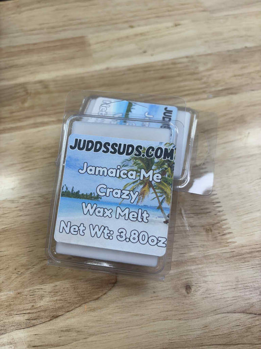 3.8oz wax melt, colored white, scented with Jamaica me crazy fragrance oil