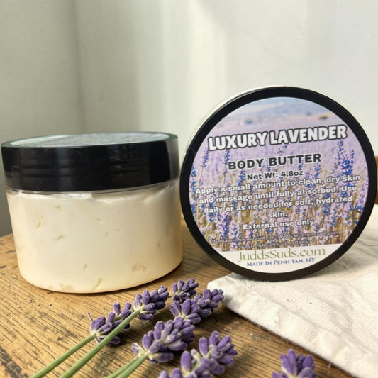 Luxury Lavender Body Butter | Intense Moisturizer | French Lavender, Eucalyptus & Citrus Blend | Whipped Body Cream | 3.80oz