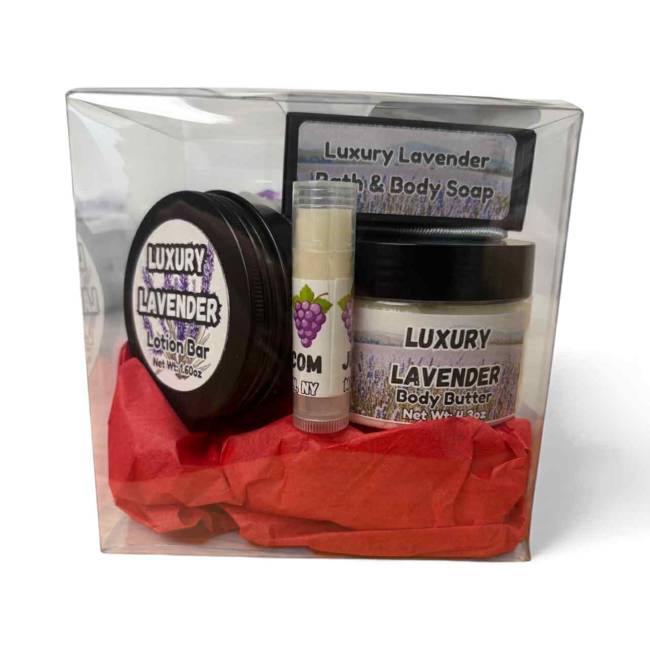 Luxury Lavender Gift Basket | Relaxation Spa Set with Soap, Body Butter, Scrub, Lotion Bar & More