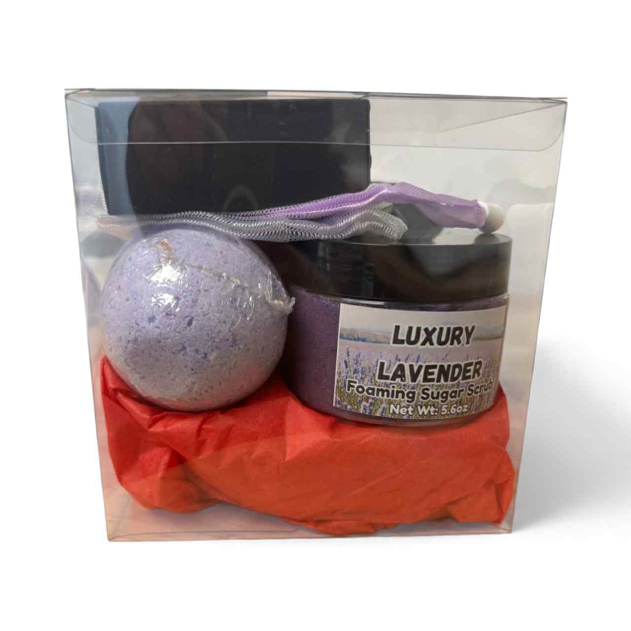 Luxury Lavender Gift Basket | Relaxation Spa Set with Soap, Body Butter, Scrub, Lotion Bar & More