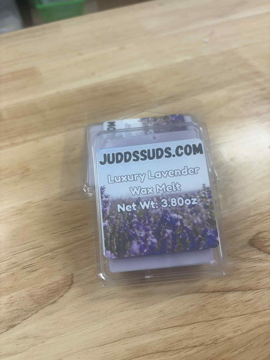 3.8oz wax melt, colored purple, scented with luxury lavender fragrance oil