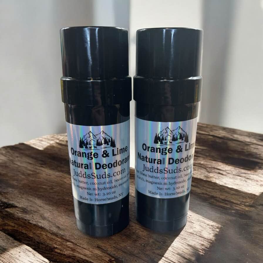 3.10 oz natural deodrant, scented with orange and lime essential oil