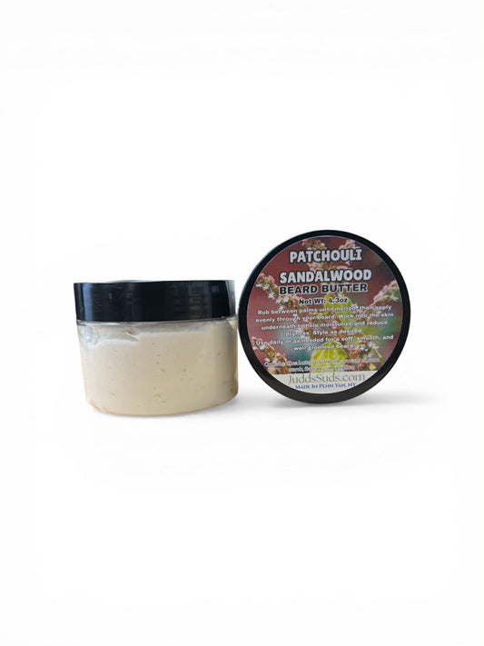 Beard butter jar with lid on a white background