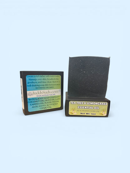 Tea Tree & Lemongrass Essential Oil Bar Soap w/Activated Charcoal